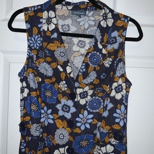 ModCloth Size 10 Sleeveless Blue Floral Dress
